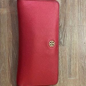 Red Leather Tory Burch Wallet